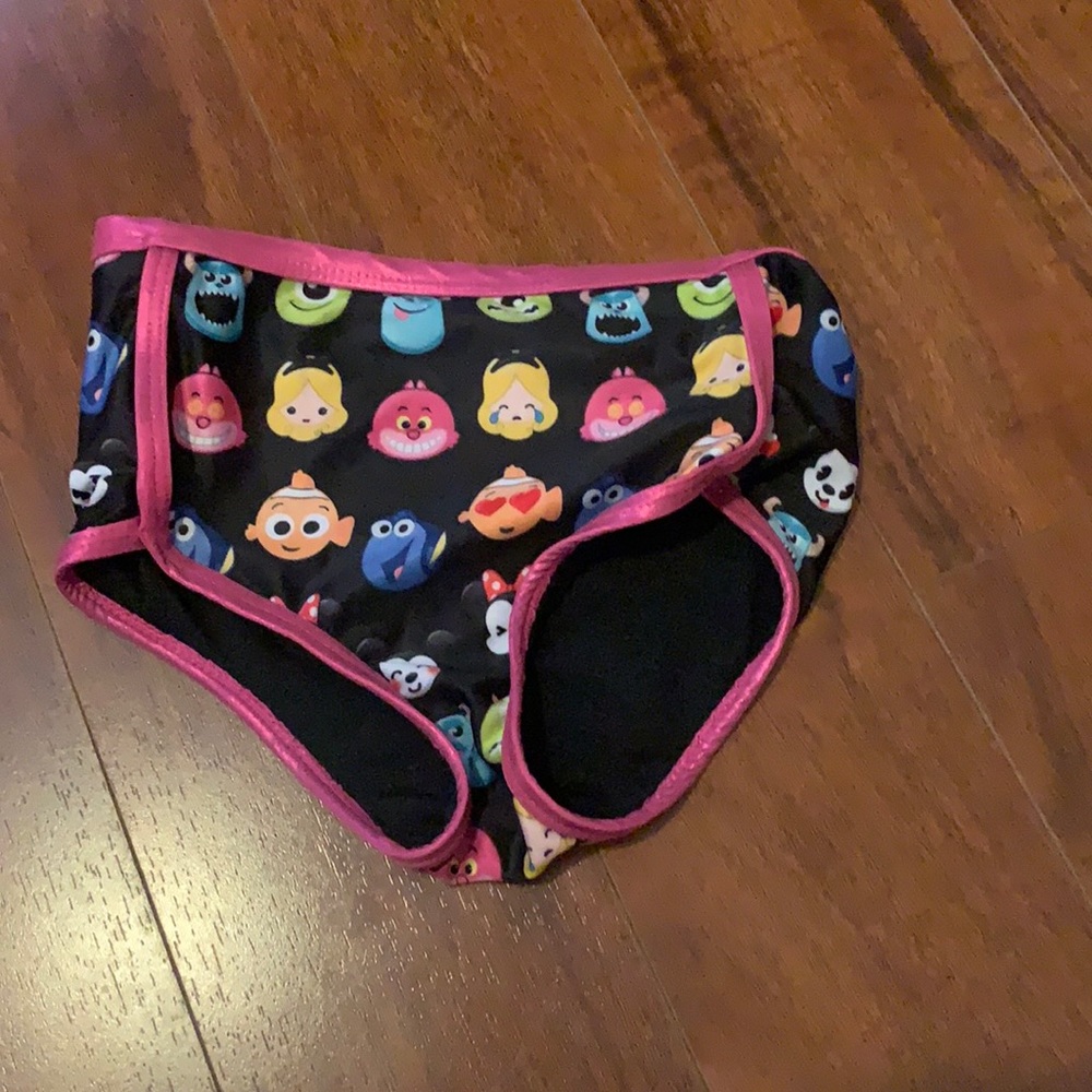 Black Disney high waisted bathing suit bottoms with Cute characters. Size 5/6